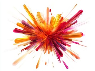 Vibrant burst of colorful abstract shapes, creating a dynamic and energetic explosion on a white background.
