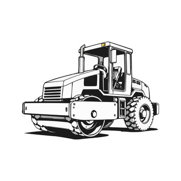 black and white road roller clip art preview