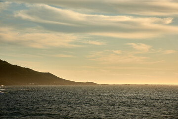 Coastal Beauty of Cabo Silleiro and Breakwater Viewed from Bayona, Galicia