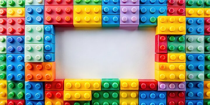 Colored toy bricks with blank space for customized content
