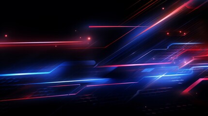 Abstract technology banner design. Digital neon lines on black background.