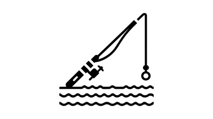 Obraz premium Minimalist fishing rod icon. Clean and simple design.