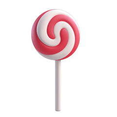 Colorful spiral lollipop on a stick, perfect for candy, sweets, and dessert-themed projects or designs. 3d render