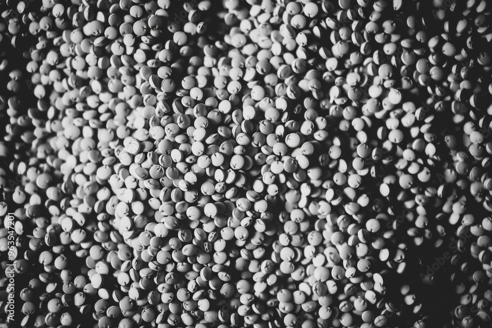 Poster a close up of a pile of small white beans. the beans are scattered all over the image, with some ove