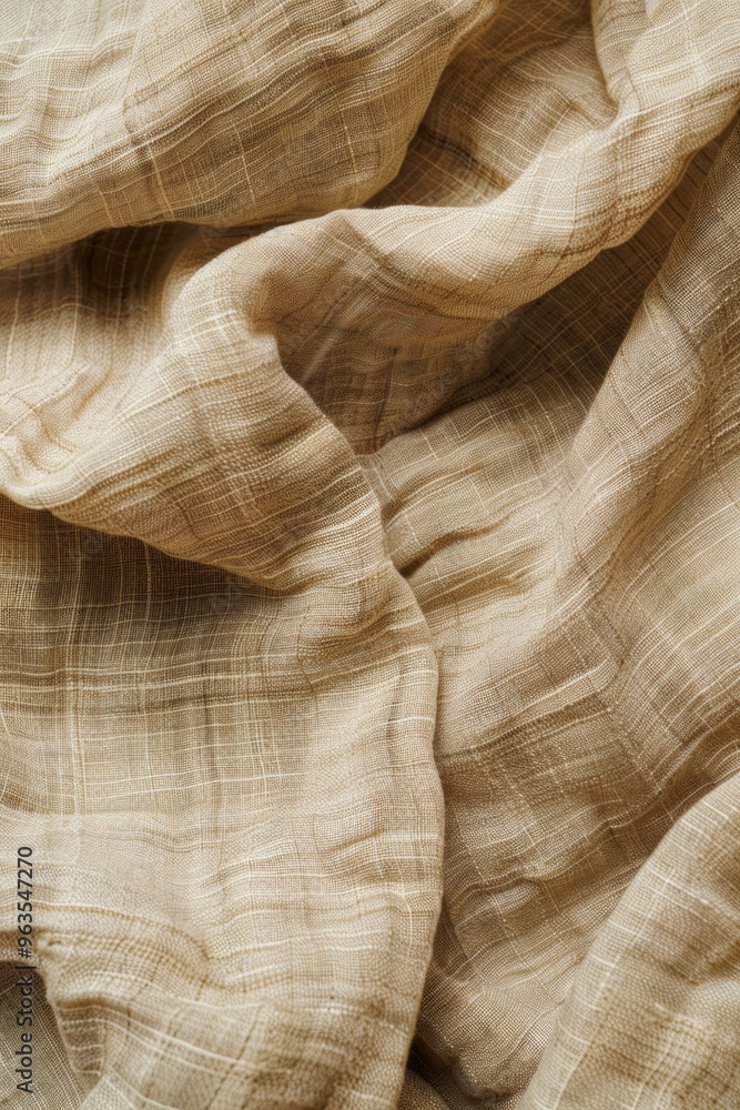 Poster a piece of cloth with a pattern on it. the cloth is tan in color. the cloth is folded and has a text