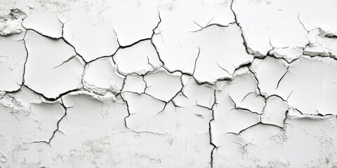 Obraz premium Abstract White Cracked Texture Background, 3D Wall Art. AI generated illustration.