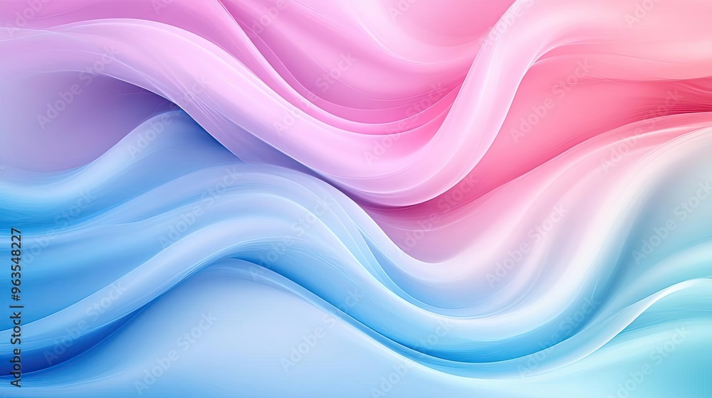 Poster a smooth and flowing abstract background with gentle waves in soft pink and blue tones, perfect for 