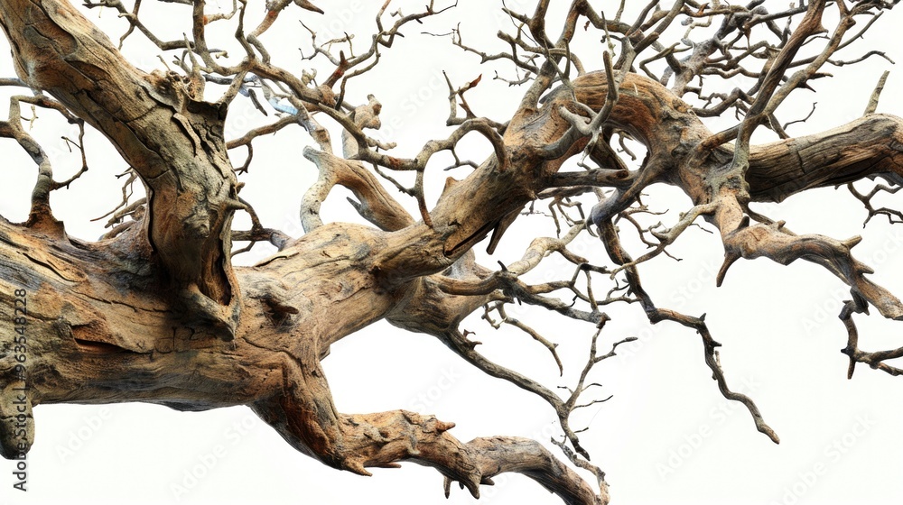 Aufkleber a tree with many branches and a trunk that is brown and has a lot of holes. the branches are thin an