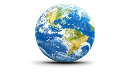 planet Earth, the Eastern Hemisphere, the continents of Europe and Australia are visible, very beautiful, detailed, white background,isolated, on a white background