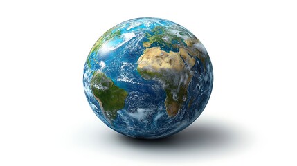 Fototapeta premium planet Earth, the Eastern Hemisphere, the continents of Europe and Australia are visible, very beautiful, detailed, white background,isolated, on a white background