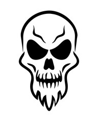 Vector Illustration of a Halloween Skull Icon on Transparent Background