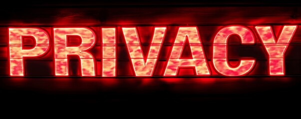 privacy in modern technology with the words "PRIVACY" on the image, red technology background