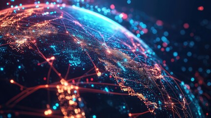 Obraz premium Global network on Earth concept, technology for internet business. Global world network