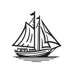 Ketch Silhouette Vector Illustrations - High-Quality Nautical Graphics