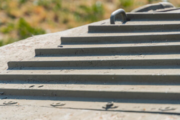 Military war tank. Part of the weapon in close up. Military khaki coloring. Metal weapons. Arms supplies for Ukraine. Ukrainian and Russian tanks, detail of weapons from the Russian-Ukrainian war.