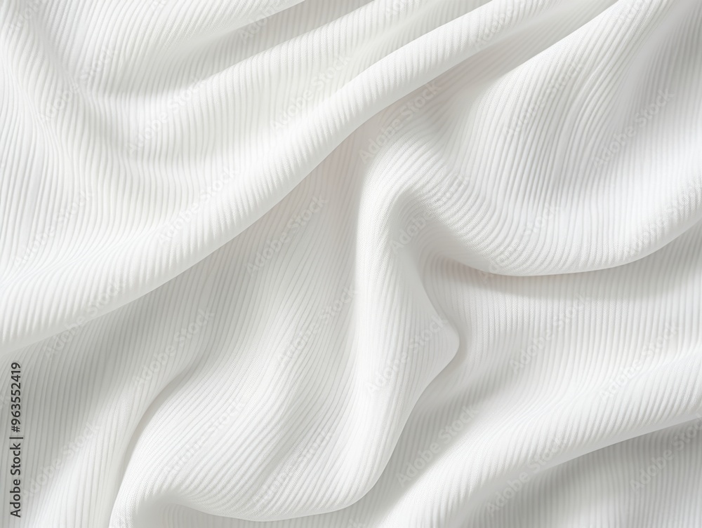 Poster a white fabric with a striped pattern. the stripes are thin and evenly spaced. the fabric appears to