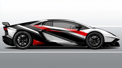 Fototapeta premium Wrap design for cars with black sports stripes.