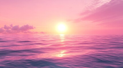 Fototapeta premium Pink Sunset Over Calm Ocean Waves