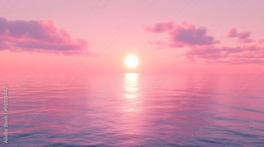 Wall mural Pink Sunset Over Calm Ocean Water