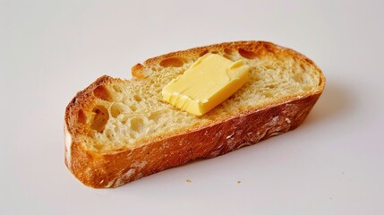 A slice of bread with a piece of butter on top