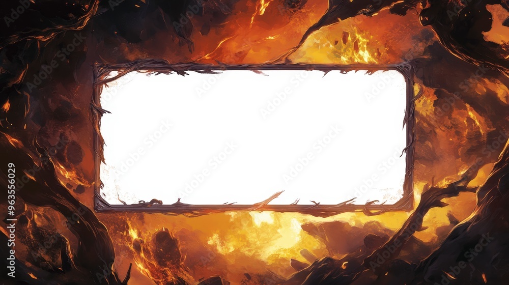 Poster magic the gathering card template in white with no border, featuring an empty top for icons or illus