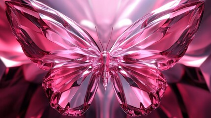A Crystallized Butterfly with Pink and White Hues
