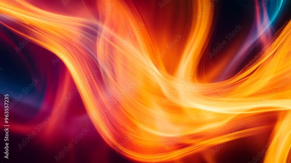 Poster dynamic swirl of orange and red light creates a vibrant abstract background. this image showcases fl