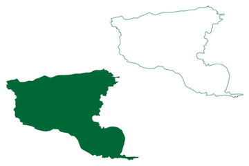 Barwani district (Madhya Pradesh State, Indore division, Republic of India) map vector illustration, scribble sketch Barwani map