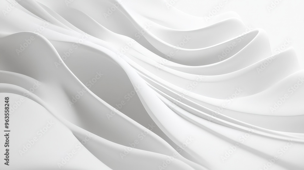 Poster abstract white waves with flowing curves and lines.