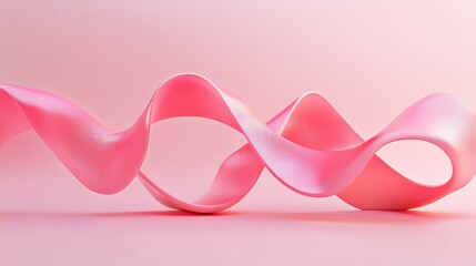 Fototapeta premium Abstract Pink Ribbon-like Form on Pink Background