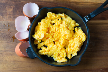 scrambled eggs in a pan