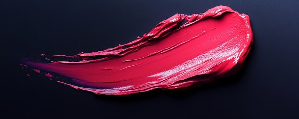 Red paint stroke on dark background, abstract