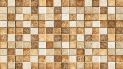 Beige rustic mosaic tiles seamless pattern with square beige and brown tiles