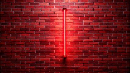 Empty red brick wall with glowing red neon light lamp, perfect for 80s retro aesthetic photoshoot