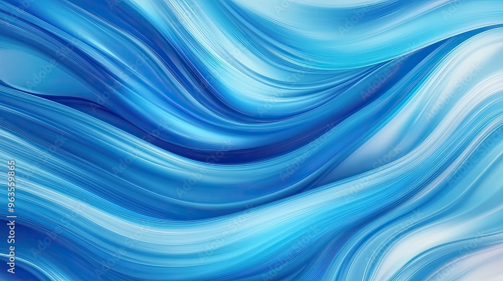 Poster a serene abstract background featuring flowing blue waves, perfect for use in design projects and di