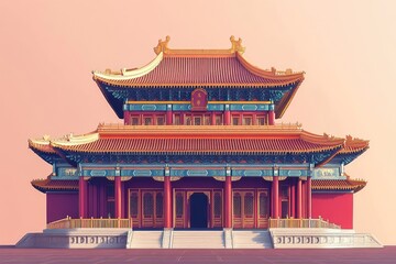 Fototapeta premium Meridian gate of the forbidden city standing tall on a sunny day
