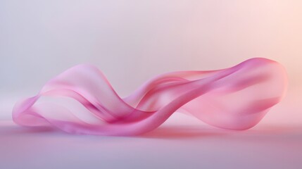 Abstract Pink Fabric Wave on a Pastel Background