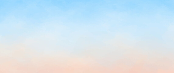 Sunset sky in watercolor style. Abstract vector art background. Blue sky. Heaven. Hand drawn watercolor vector texture for flyers, invitation cards, poster, banner, cover design.