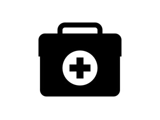 シンプルな十字マーク救急箱アイコンN：角丸黒