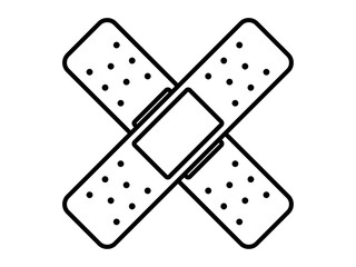 シンプルな絆創膏ばってんアイコンC：長方形黒