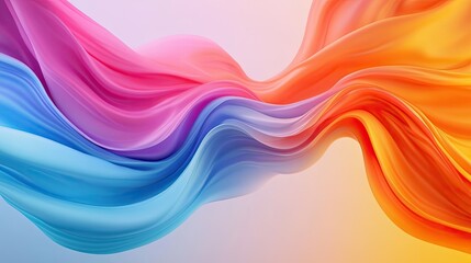 Obraz premium A vibrant wave of flowing colors, blending pink, blue, and orange tones, creating a dynamic and soothing abstract design.
