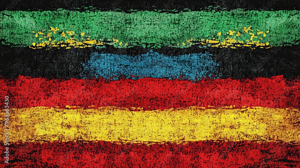 Poster Vibrant Rasta Patterns Showcasing Reggae Colors and Textures on a Canvas Background