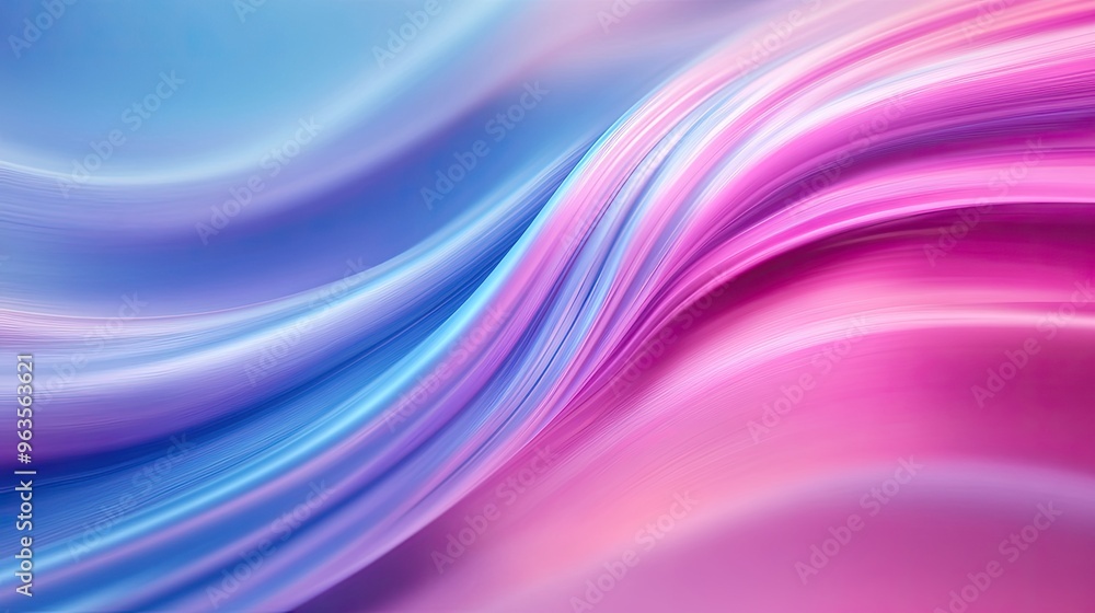 Poster abstract wave patterns in vibrant shades of blue and pink create a dynamic and soothing visual effec
