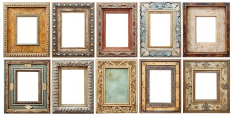 A collection of vintage grunge distressed frame borders for creative design projects