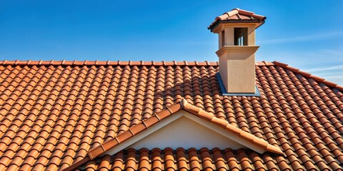 Modern ceramic tile roof with chimney on top of house