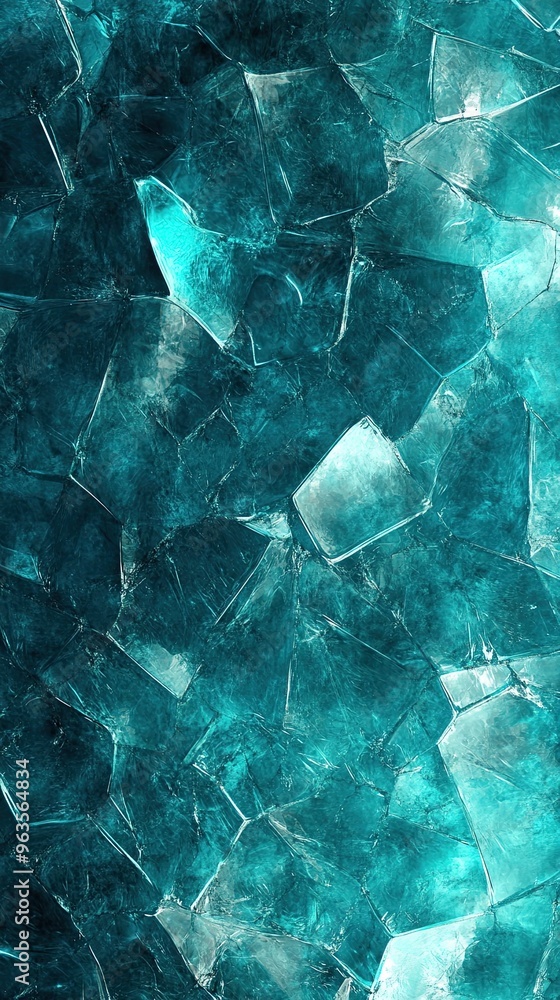 Poster Teal Abstract Glass Texture Background Featuring Intricate Patterns and Reflections