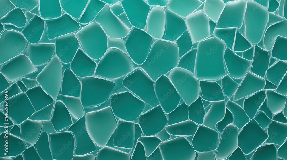 Aufkleber Teal Abstract Glass Texture With Smooth and Uneven Shapes Creating a Serene Visual Background