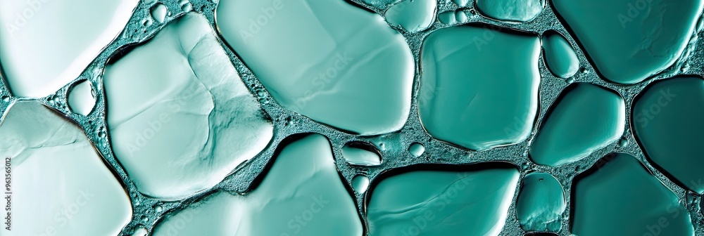 Poster teal abstract glass texture with smooth surfaces and organic shapes creating depth and movement