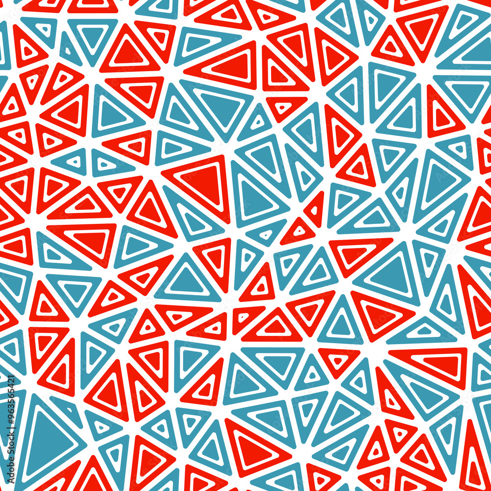 Poster tileable abstract background with rounded solid shapes in frames. medium-sized triangles in a seamle
