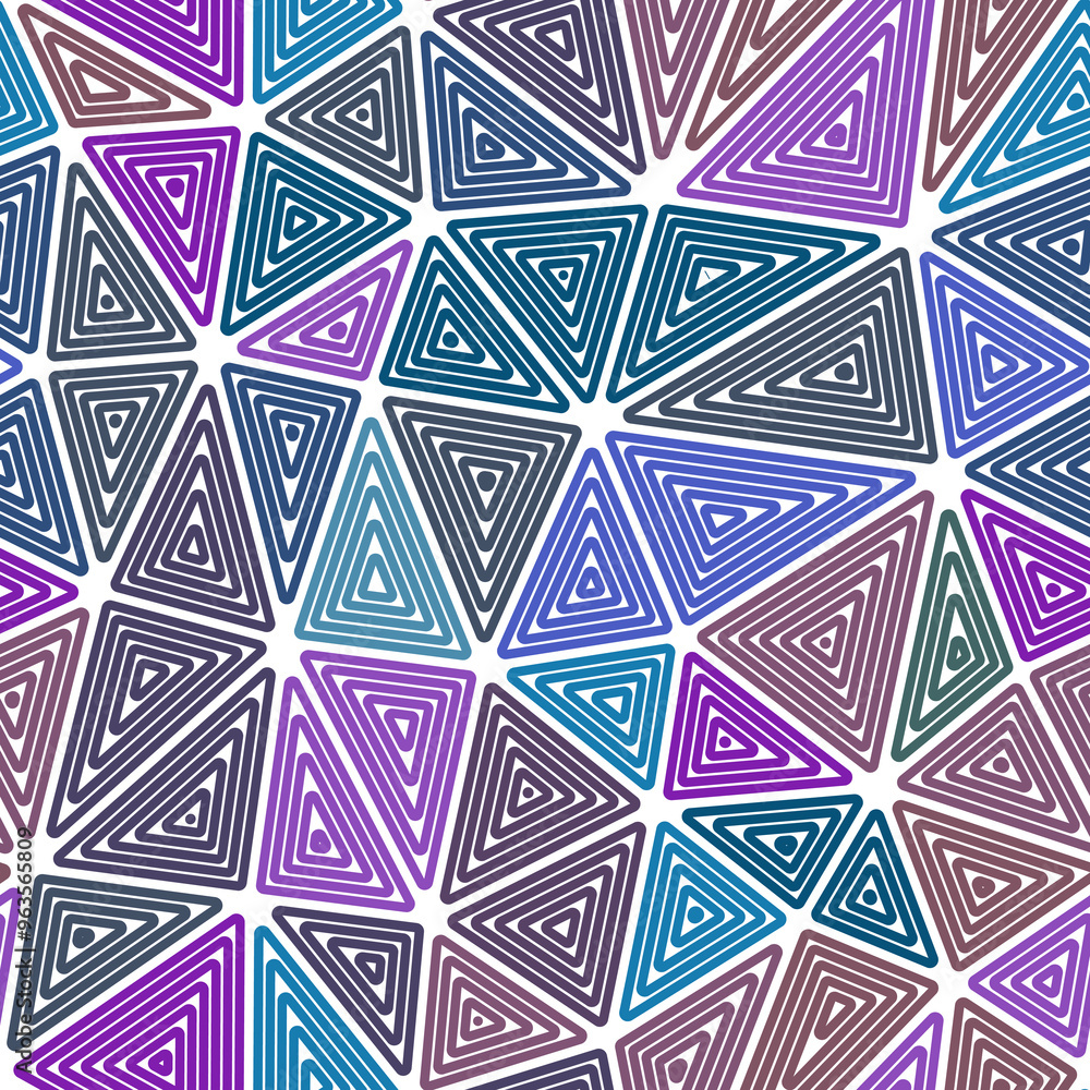 Poster triangles background. multiple repeated inner triangles. large triangles size. multiple colors style